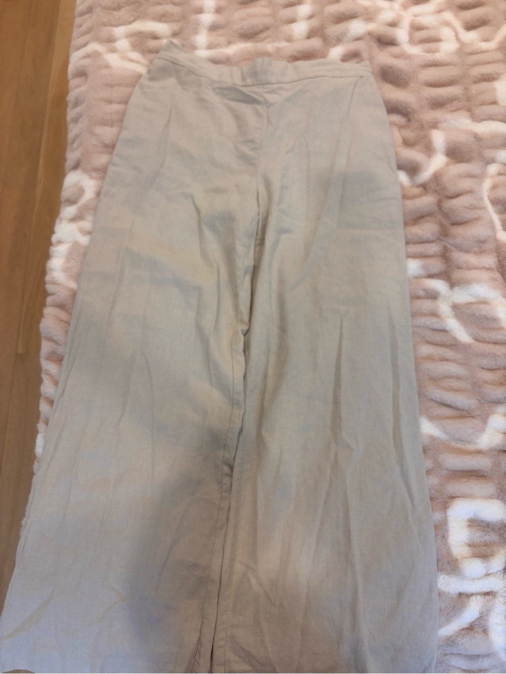 Wide Leg High-Rise Pants in Light Beige